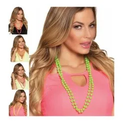 2 Colliers De Perles Plastique Fluo Pour Femme