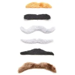 6 Moustaches Adhésives Multi Formes Et Couleurs