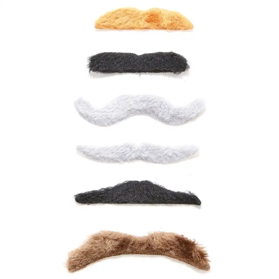 6 Moustaches Adhésives Multi Formes Et Couleurs