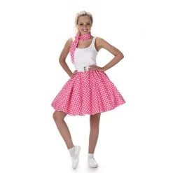 Bandana Et Jupe Années 50 Rose Pois Blancs