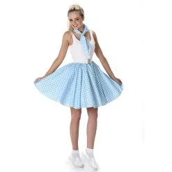Bandana Et Jupe Bleue Claire à Pois 50's
