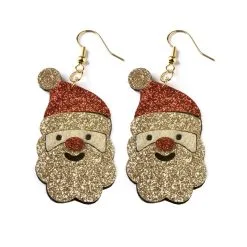 Boucles D'oreilles En Forme De Tête De Père Noel