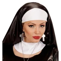 Boucles Oreilles Croix Argentées Noires