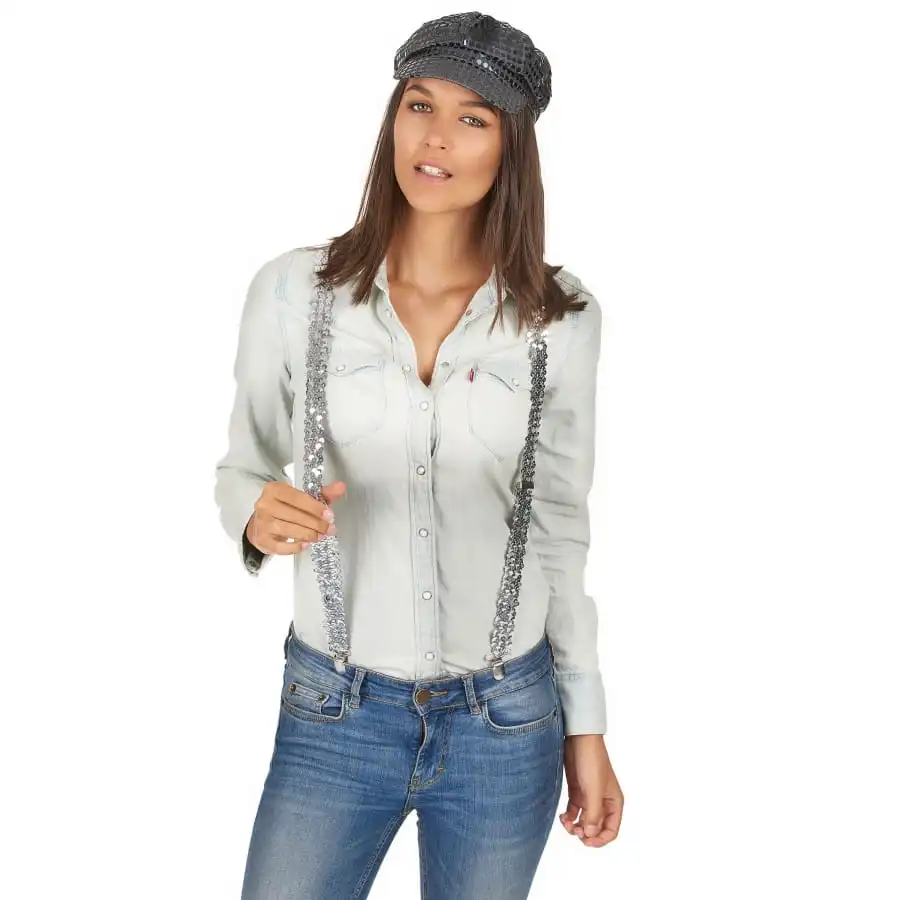 Bretelles De Sequins Argentés