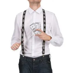 Bretelles Noires Imprimé Dollar Argenté