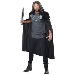 Cape Noire De Guerrier Blason Loup, Adulte