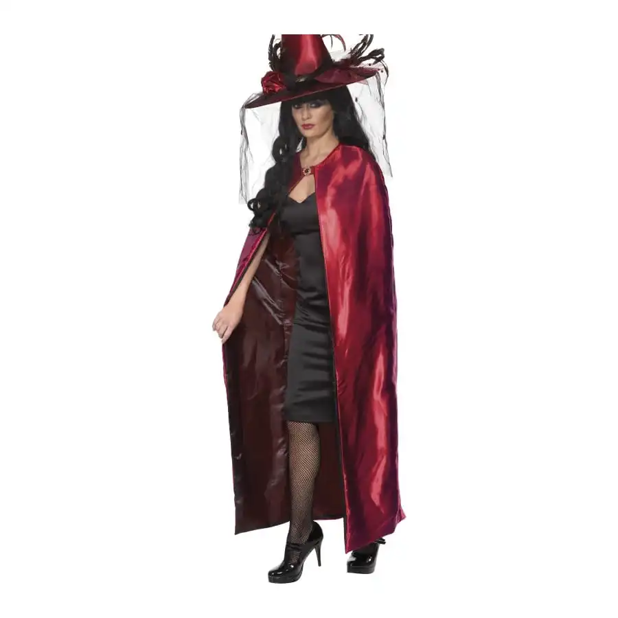 Cape Réversible Noire Rouge Pour Femme