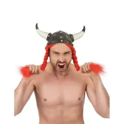 Casque De Gaulois Avec Cornes Et Tresses