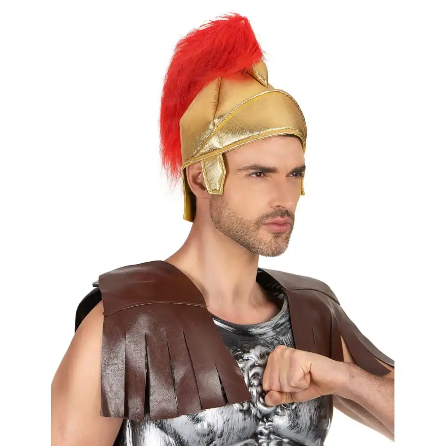 Casque De Romain Doré Avec Plums Rouges – Image 2