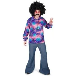 Chemise Psychédélique Hippie Motifs Violets