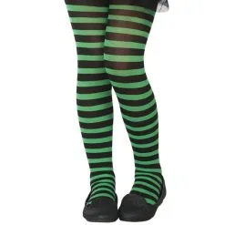 Collants Rayés Noir Et Vert Pour Enfant