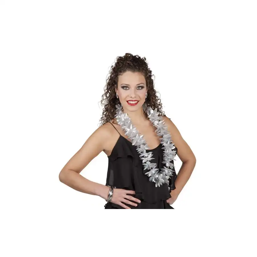 Collier Hawaïen Argenté Uni