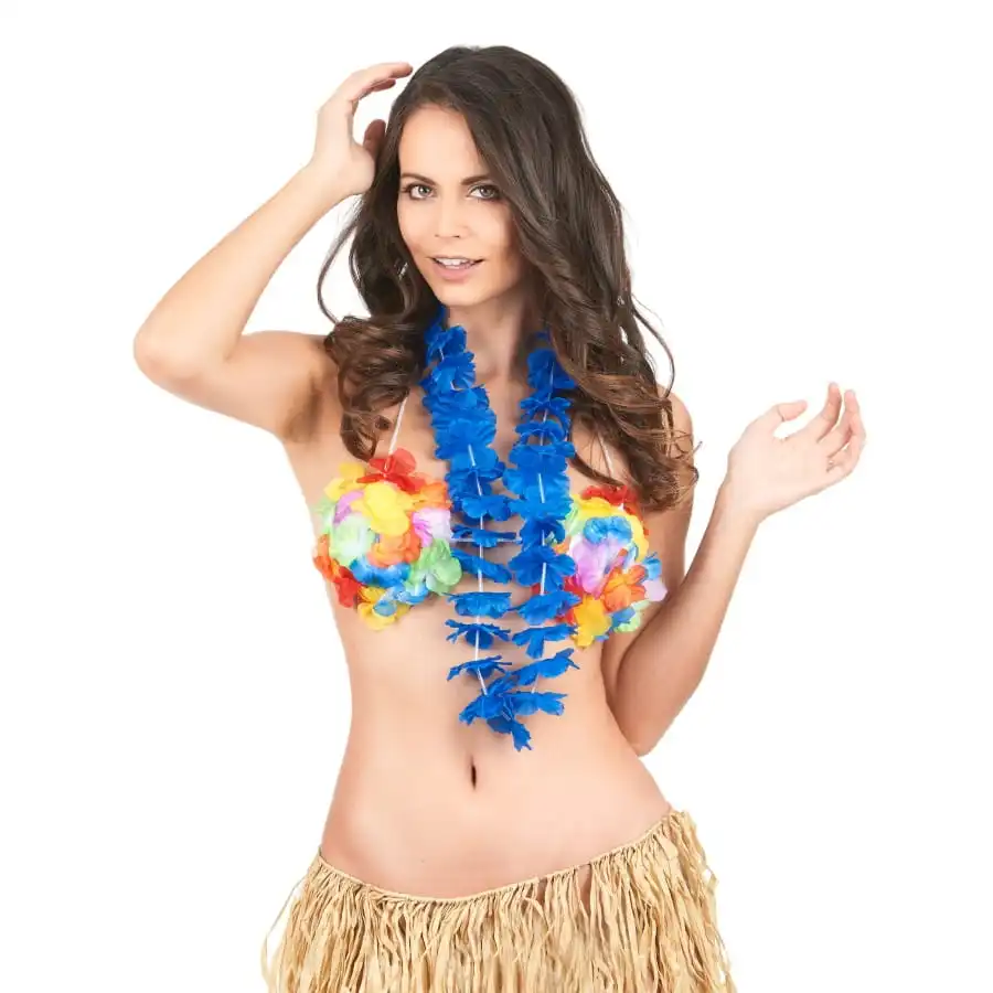 Collier Hawaïen Bleu Uni – Image 2