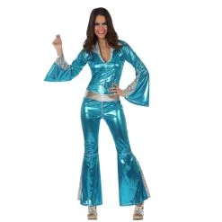 Combinaison Bleue Disco Argentée Pour Femme