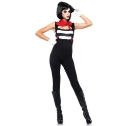 Combinaison De Mime Rayée Blanc Noir Pour Femme