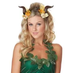 Cornes Entourées De Fleurs Automnales