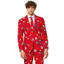 Costume 3 Pièces Rouge Motifs De Noël Fun