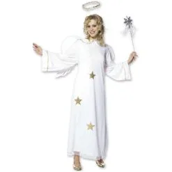 Costume Ange Blanc Avec étoile Dorée Pour Femme