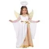 Costume D'ange Blanc Et Doré Pour Fille