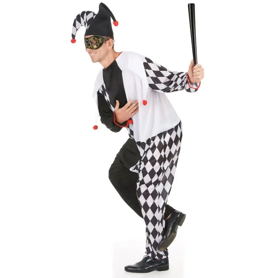 Costume De Bouffon Blanc Et Noir Pour Adulte – Image 2