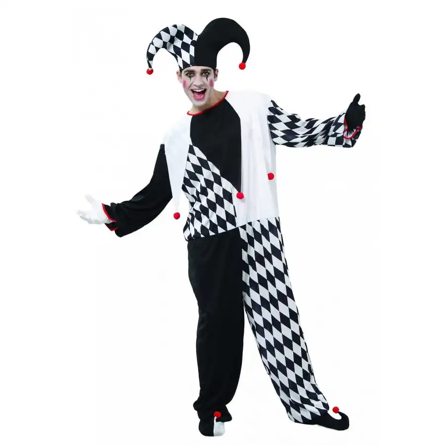 Costume De Bouffon Blanc Et Noir Pour Adulte – Image 4