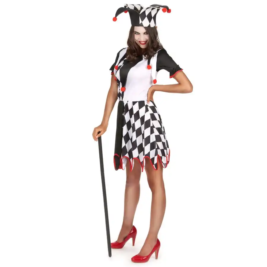 Costume De Femme Bouffon Noir Et Blanc – Image 2