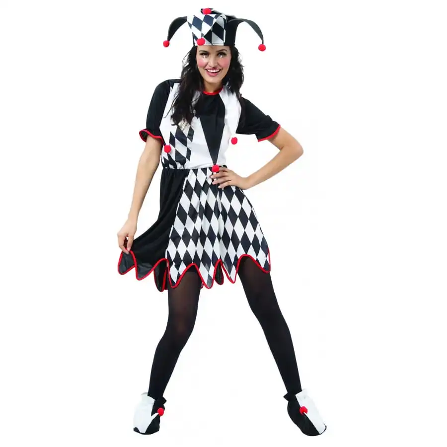 Costume De Femme Bouffon Noir Et Blanc – Image 4