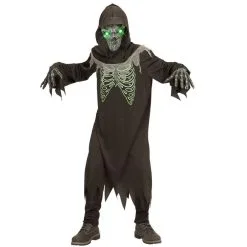 Costume De La Mort Avec Masque Lumineux, Enfant