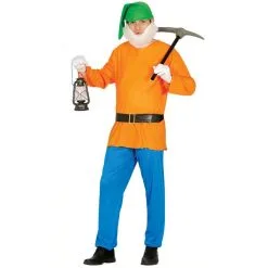 Costume De Nain Orange Vert Et Bleu Pour Adulte