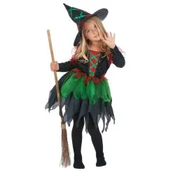 Costume De Petite Sorcière Verte Avec Tulle