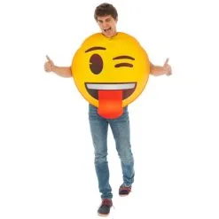 Costume De Smiley Clin D'oeil Tire Langue, Adulte