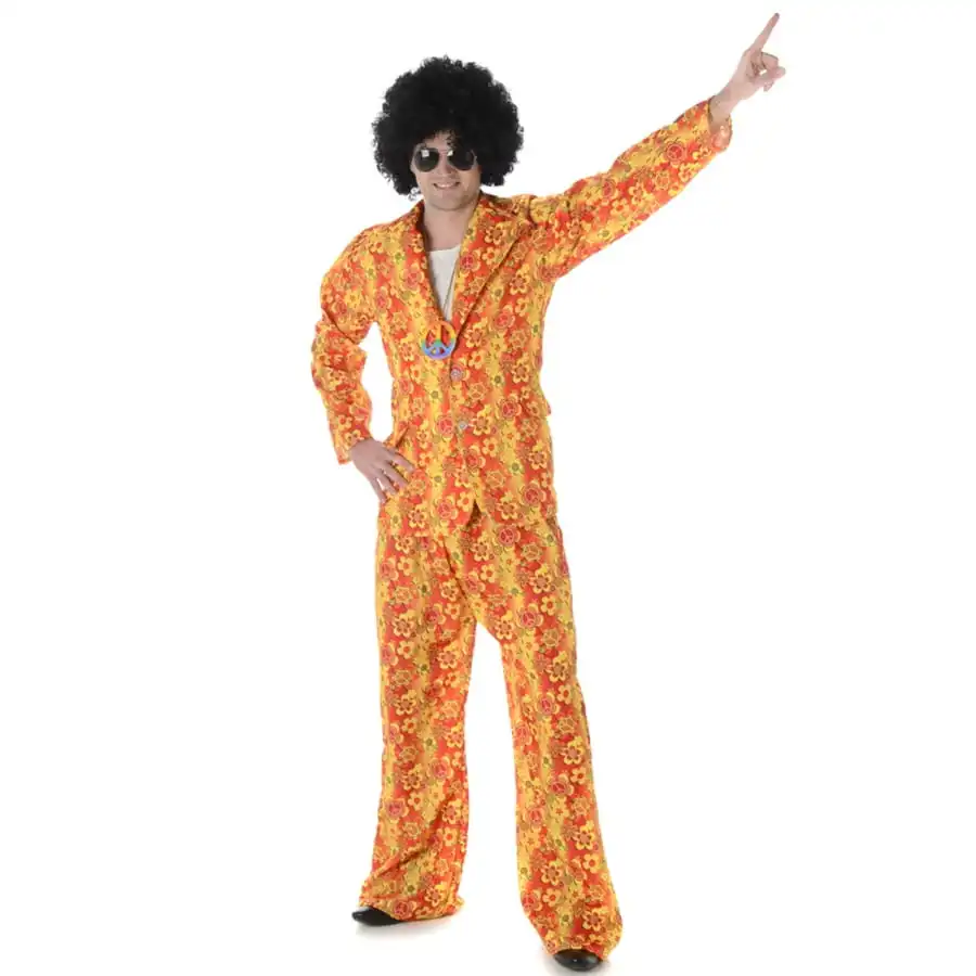 Costume Hippie Camaieu Orange Fleuri Pour Homme