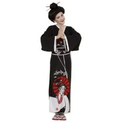 Costume Kimono Long Noir De Chinoise Pour Fille