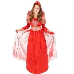 Costume Rouge De Reine Médiévale Pour Fille