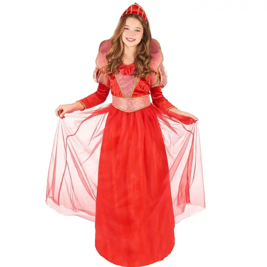 Costume Rouge De Reine Médiévale Pour Fille