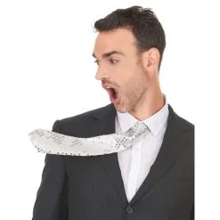 Cravate Blanche Recouverte De Sequins