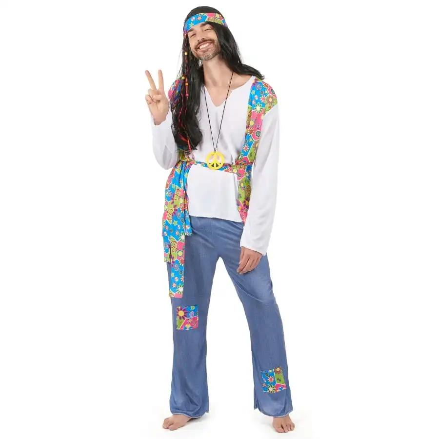 Déguisement Bleu Et Coloré De Hippie Pour Homme
