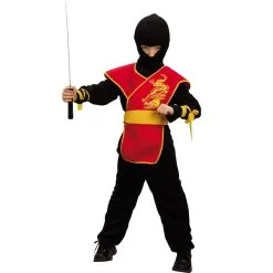 Déguisement De Ninja Noir Et Rouge Pour Enfant