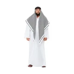 Déguisement De Prince Arabe Gris Et Blanc, Adulte