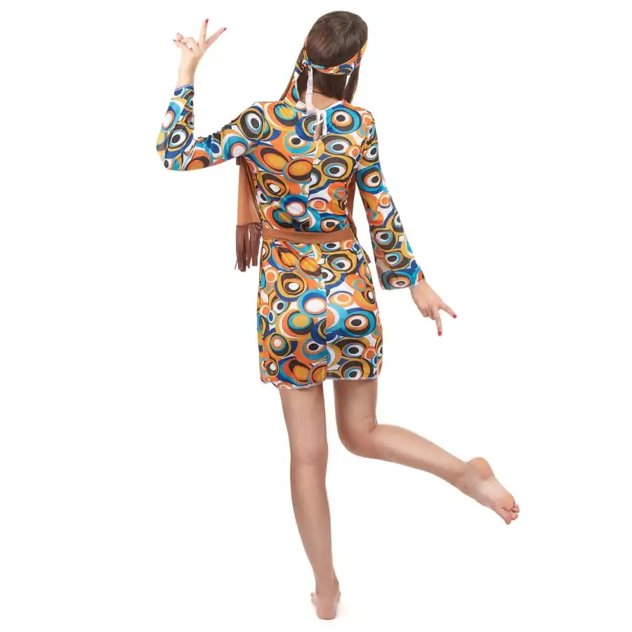 Déguisement Femme Hippie Motifs Années 60 – Image 3