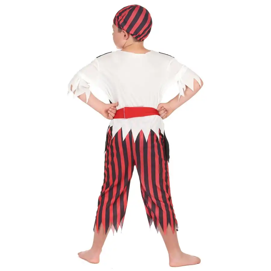 Déguisement Ligné Rouge Et Noir D'enfant Pirate – Image 4