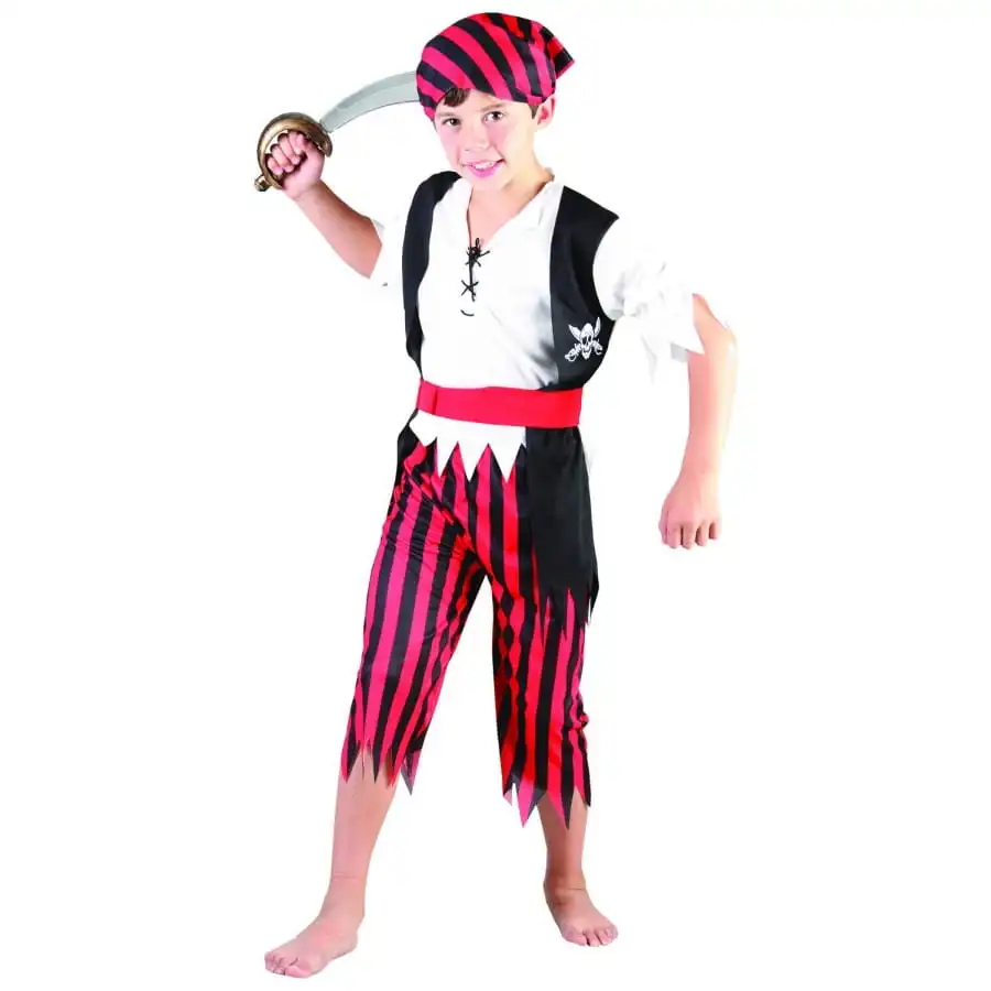 Déguisement Ligné Rouge Et Noir D'enfant Pirate