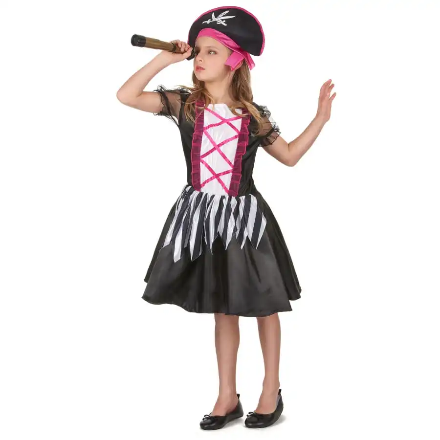 Déguisement Noir Blanc Rose De Petite Piratesse – Image 2