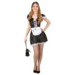 Déguisement Noir Satiné De Soubrette