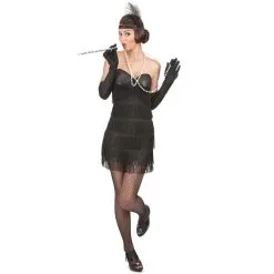Déguisement Robe Charleston Noire Sexy à Franges