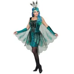 Elégante Robe Paon Avec Voile Pour Femme