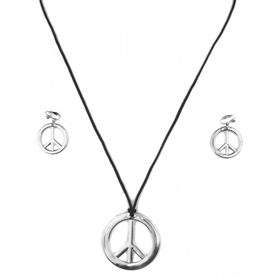 Ensemble Collier Boucles D'oreilles Hippie Argenté