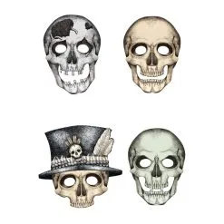 Ensemble De 4 Masques Squelette En Carton