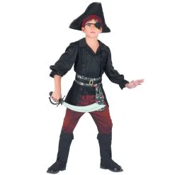Ensemble Noir Et Rouge De Pirate Pour Enfant