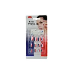 Faux Ongles Bleu Blanc Rouge